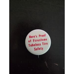 Vintage 1950s Firestone Tubeless Tire Safety Button Pin 1.5" Bastian Bros